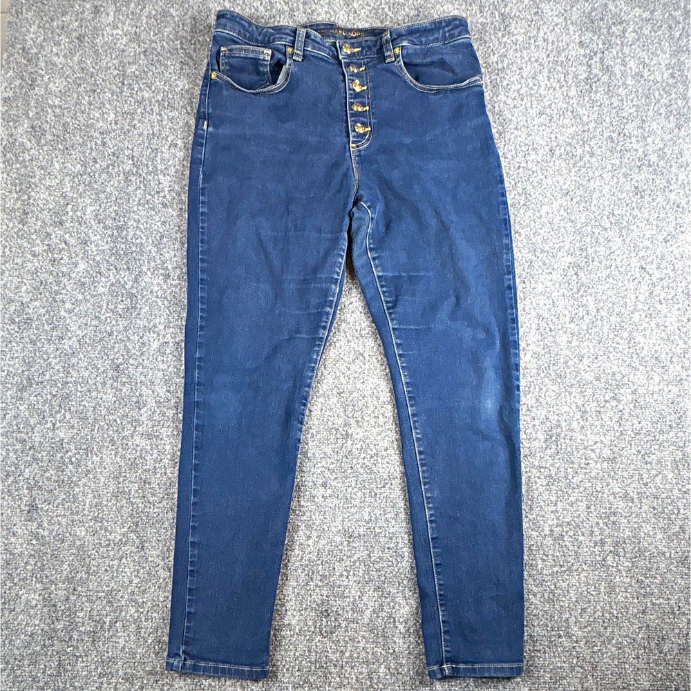 Michael Kors Selma Skinny High Rise Button Fly Jeans Dark Wash Size 12